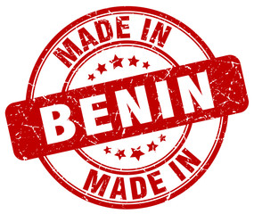 made in Benin red grunge round stamp