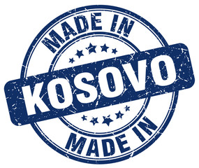 made in Kosovo blue grunge round stamp