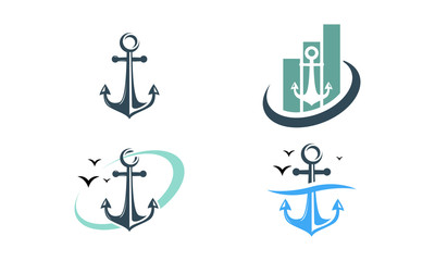 anchor nautical logo marine vector