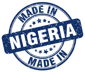 made in Nigeria blue grunge round stamp