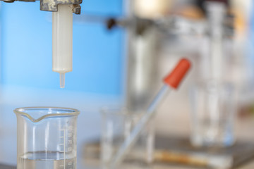 The study Separating by filtration and evaporation condensation the component substances from liquid mixture in Lab.