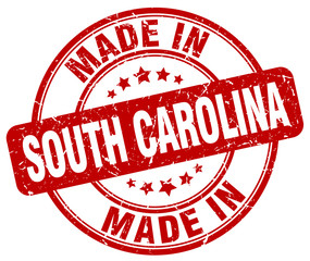 made in South Carolina red grunge round stamp
