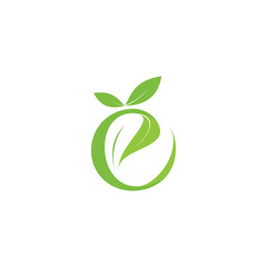 e letter with leaf logo letter design