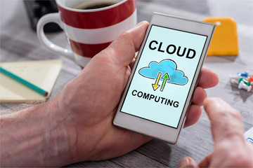 Cloud computing concept on a smartphone