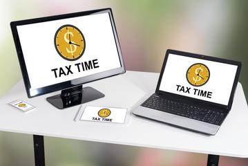 Tax time concept on different devices