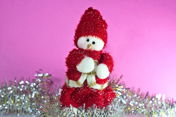 Christmas background with red and white  blue bright starry theme. With presents, decorations and tinsel. Please see my extensive range of Christmas images.