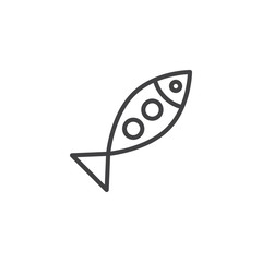 Fish food outline icon. linear style sign for mobile concept and web design. Sea food line vector icon. Symbol, logo illustration. Pixel perfect vector graphics