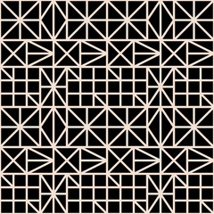 Geometric monochrome vector pattern, inspired by the golden age, seamless repeat. Trendy minimal style.