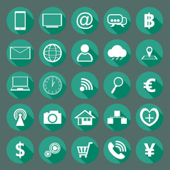 Fototapeta premium Modern design collection of flat icons with long shadows vector illustration graphic use for mobile applications and website