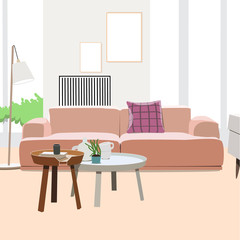 modern vector living room interior design. apartment illustration