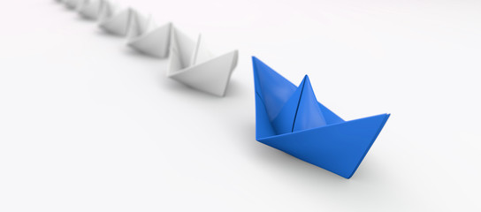 Papierboote mit Anführer - Konzept Idee, Chef oder Erfolg