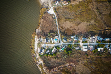 Obraz premium Aerial of East Point Lighthouse Heislerville NJ