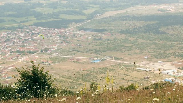para glider flying a parachute in polog region in macedonia