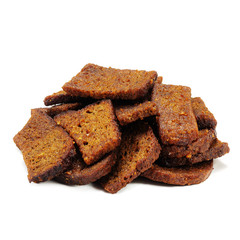 bread rusks on a white background