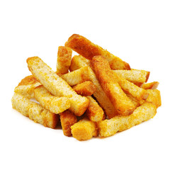 bread rusks on a white background