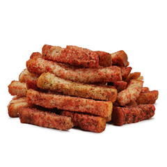 bread rusks on a white background