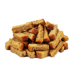 bread rusks on a white background