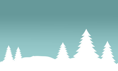 Snow forest. Pines, trees and mountain in winter. Paper vector Illustration. - 234681384