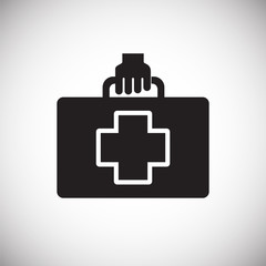 First aid kit on white background icon