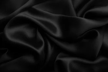Fotobehang Black satin silk, elegant fabric for backgrounds © Allusioni
