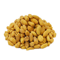 Nuts, beer snack on white background