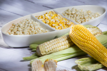 corn cob and grains