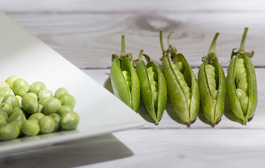 newly picked and peeled peas