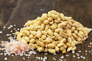 Nuts on a wooden table