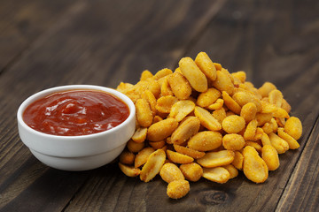 Nuts on a wooden table