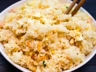 Fried Rice with Shrimps, Vegetables and Eggs