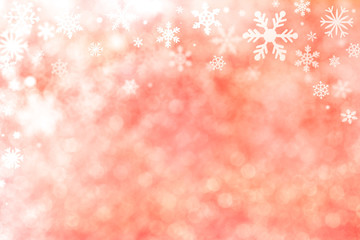 Christmas decoration with snowflakes on defocused red background.