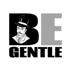 Vector hand drawn illustration of man in vintage apparel .