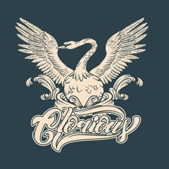 Glorious. Vector hand drawn illustration of swan . © varvarabasheva