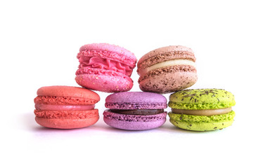 A french sweet delicacy, macaroons variety closeup.