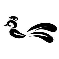 Bird with a tuft on the head and a long tail, black pattern