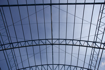 structural steel beam roof of building  construction