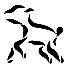 Little jumping or running lamb, black lines