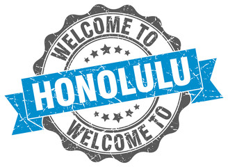 Fototapeta premium Honolulu round ribbon seal