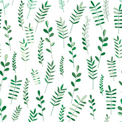 Fototapeta na wymiar Seamless pattern floral nature outline leaves. Vector foliage design