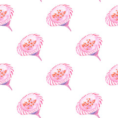 Seamless pattern abstract flower. Pink cute magic botanical blossom