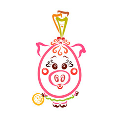 Funny and cute girl pig with money