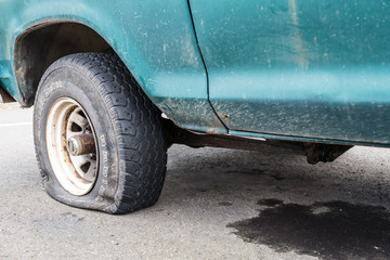 Car with a flat tire