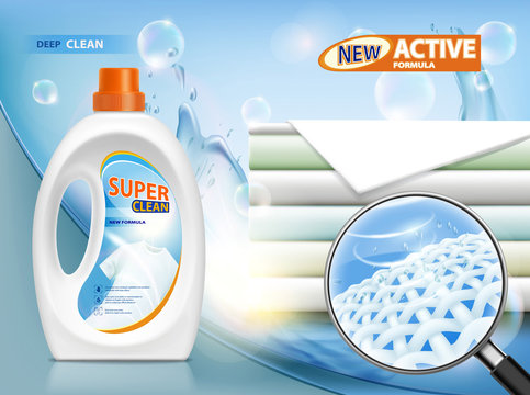 Liquid Washing Powder. Packaging With Laundry Detergent.