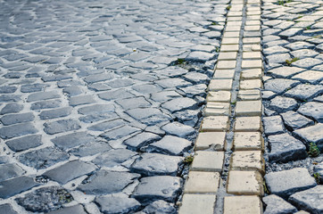 The gravel road in the town of Pecs