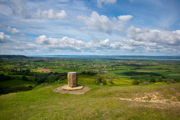 Coaley Peak viewpoint view from the edge of the Cotswold escarpment near Nympsfield, Gloucestershire, UK