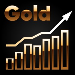 Business growth chart, vector eps10, gold style,