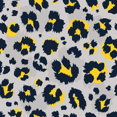 Leopard pattern design funny drawing seamless pattern. Lettering poster or t-shirt textile graphic design wallpaper, wrapping paper.