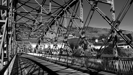 Pinhao Iron bridge over Douro River in Douro Valley in Portugal