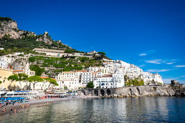 Beautiful cityscape and famous stunning resort of Amalfi,Campania region,Italy