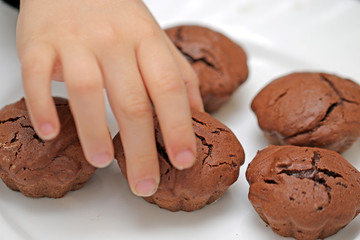 baking in the oven, blushing tasty cookies on the tray